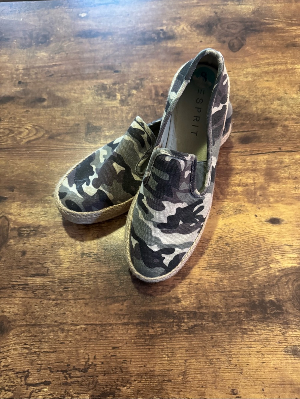 Esprit Women's Camouflage Slip-On Espadrilles - Olive and Tan